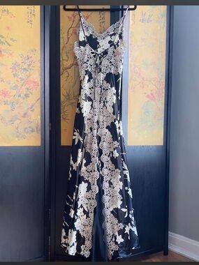 Romantic Vintage lace floral maxi slip dress